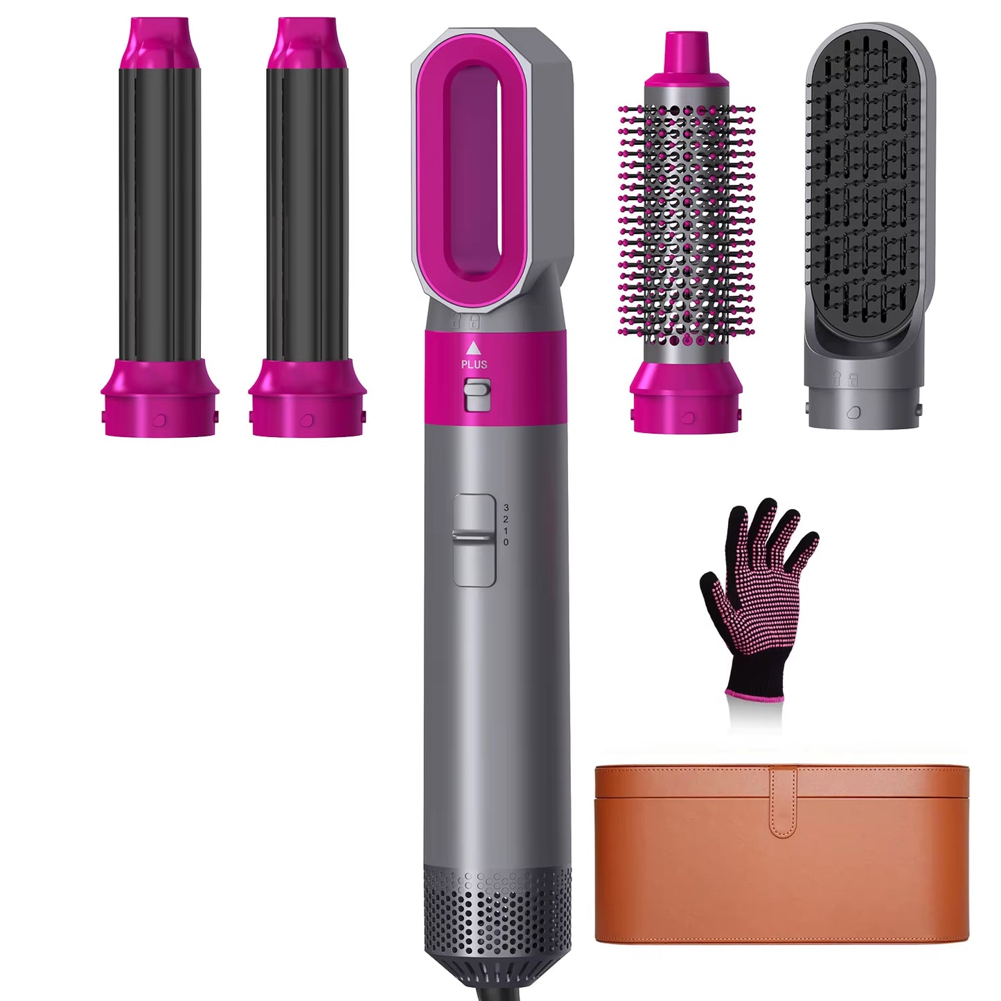 5IN1 Hot Air Brush Wrap Hair Dryer with Electric Curling Iron Hair Curler Dryers Curling Rollers Hair Straightener Styling Brush