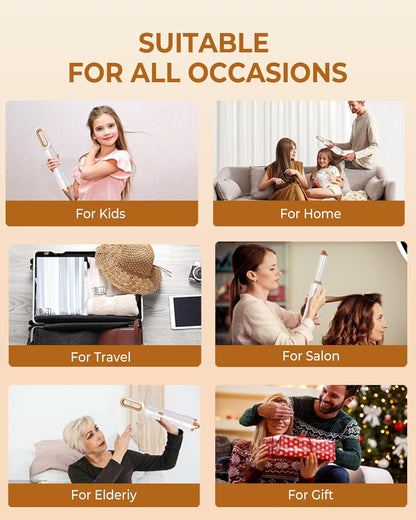 brosse Soufflante Set, 6 in 1 Airstyler Avec Seche Cheveux Fer a Boucler Brosse Lissante Cheveux Brosse Soufflante Pour Sécher, Boucler, Lisser, Styling, Cadeaux Pour Femmes, Famille