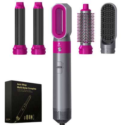 5IN1 Hot Air Brush Wrap Hair Dryer with Electric Curling Iron Hair Curler Dryers Curling Rollers Hair Straightener Styling Brush