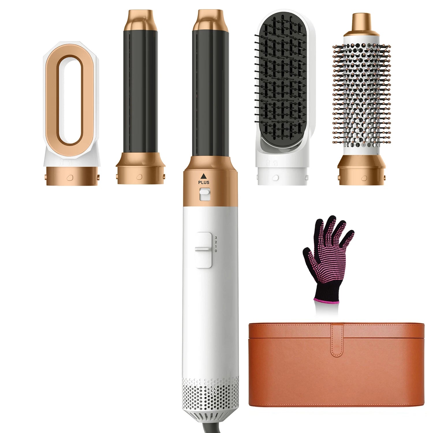 5IN1 Hot Air Brush Wrap Hair Dryer with Electric Curling Iron Hair Curler Dryers Curling Rollers Hair Straightener Styling Brush